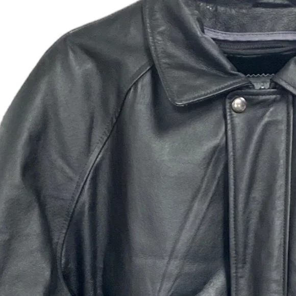 Michael Michelle Black Leather Bomber